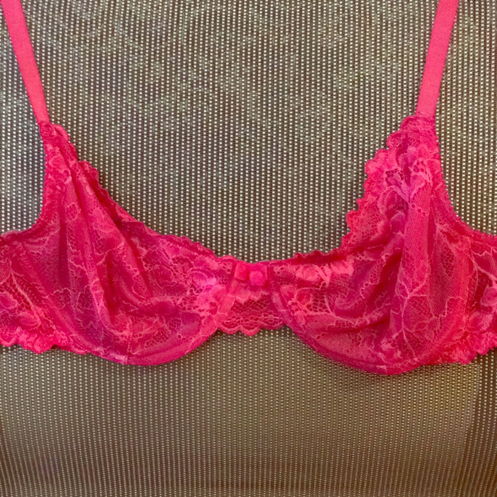 Apt 9 lace balconette bra pink polka mesh 34d
